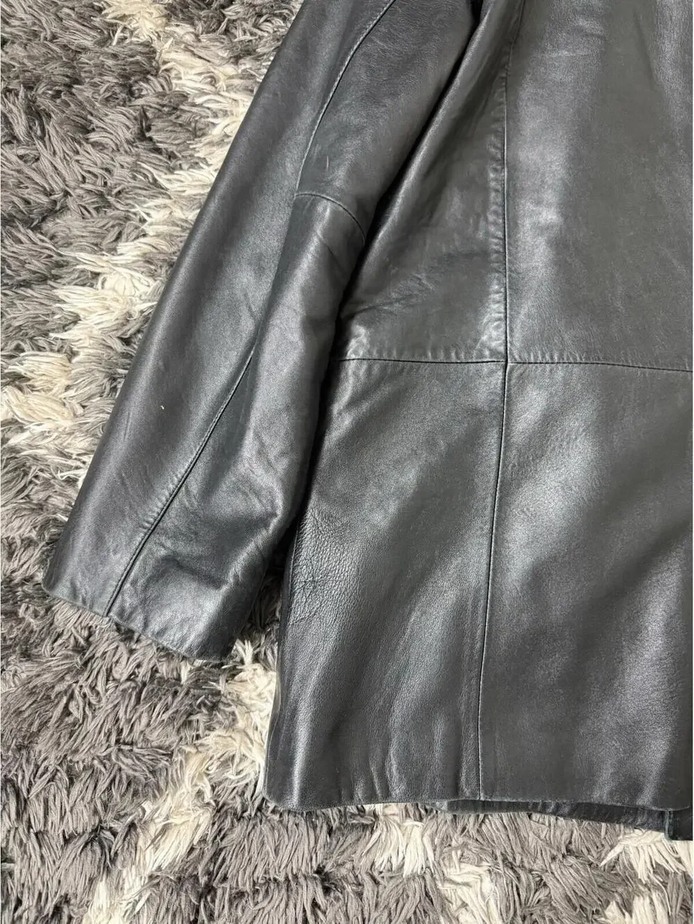 VTG Nicole Miller New York Black 100% Genuine Leather Jacket Quilted Pockets XL